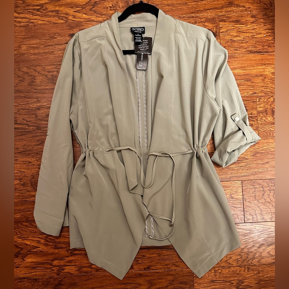 Soho Apparel Olive Trench Coat, NEW